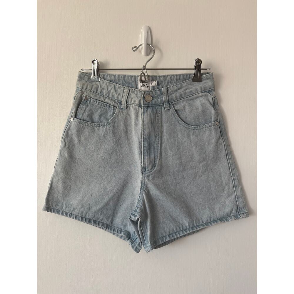 Princess Polly Light Blue Denim High Waist Mom Shorts AU 8 US 4 Summer Festival
